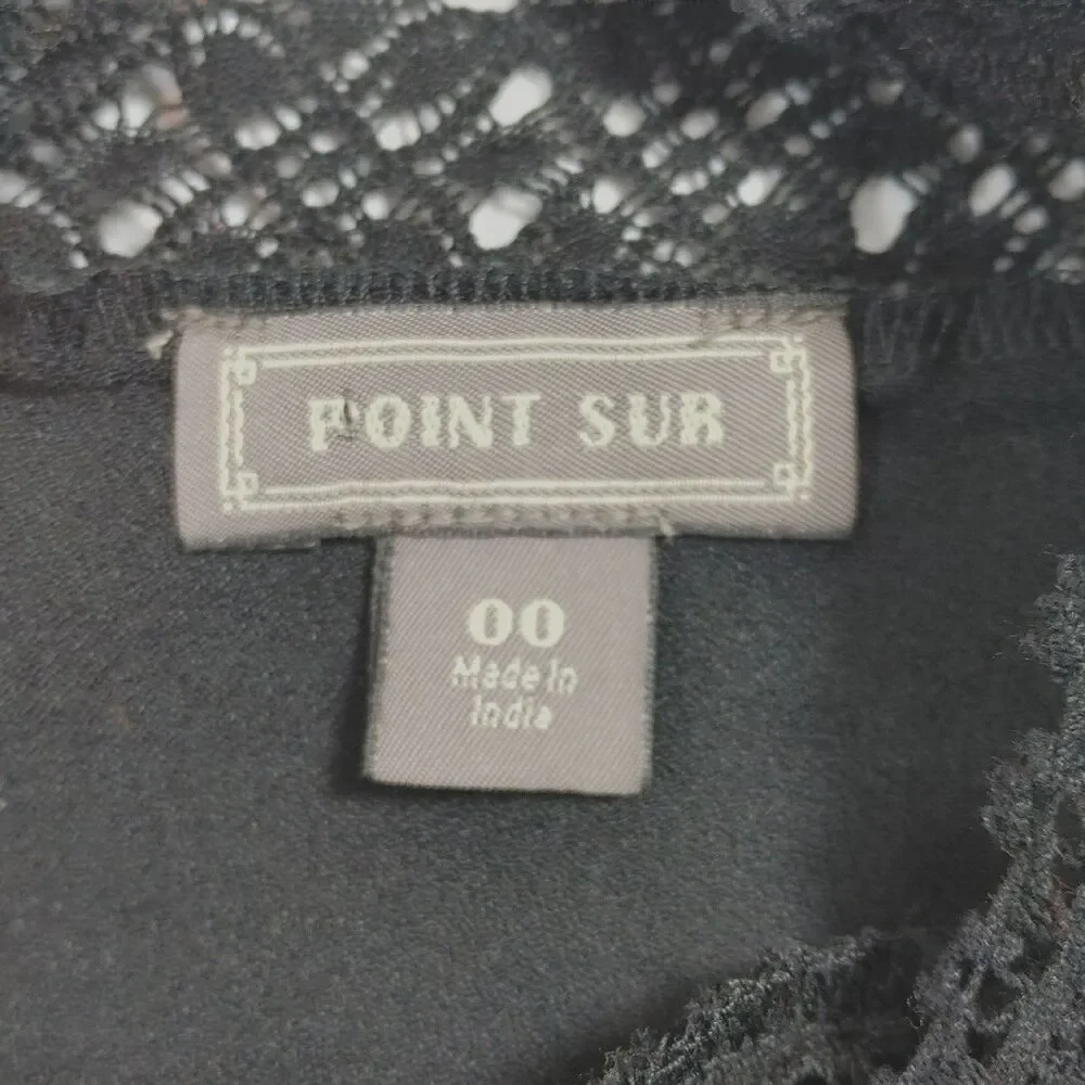 J Crew Point Sur Top Womens 00 Black Peplum Lace Crochet Victorian Wimsigoth‎